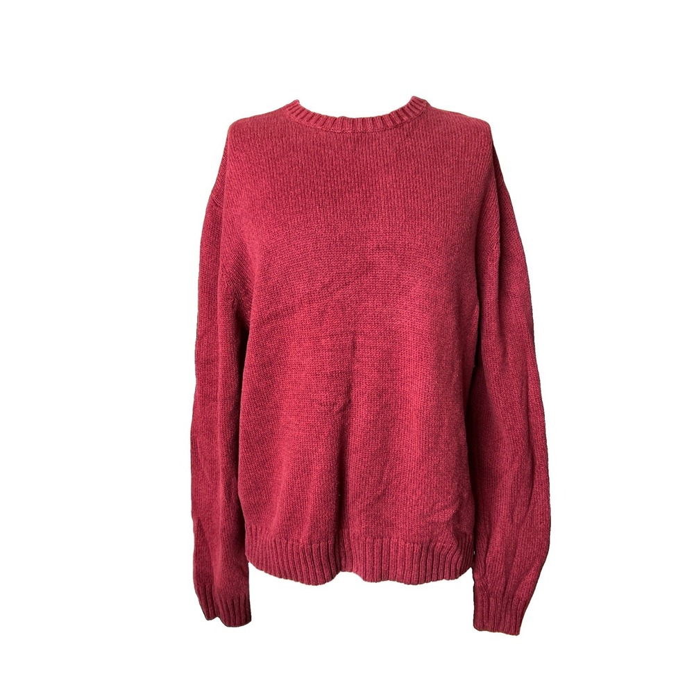 Saddlebred Mens Crewneck Sweater  XL Burgundy Red Knit Long Sleeve 100% Cotton
